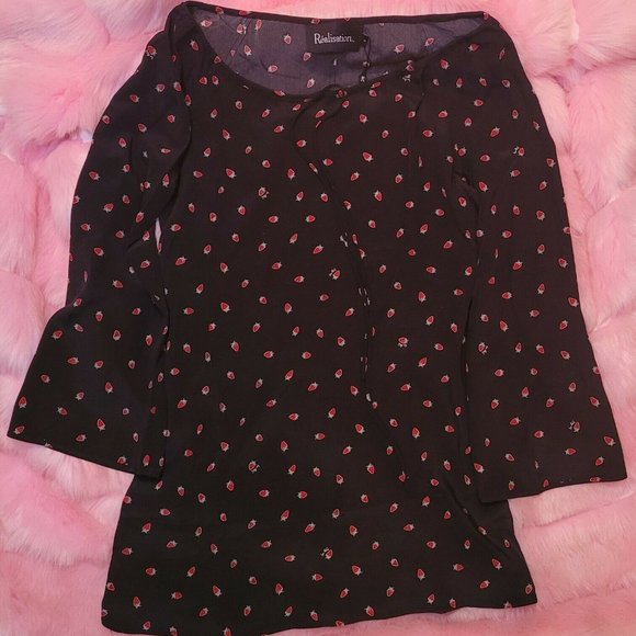 RARE Realisation Par The Luna Strawberry Silk Blouse (used to be Dress) - Picture 6 of 8